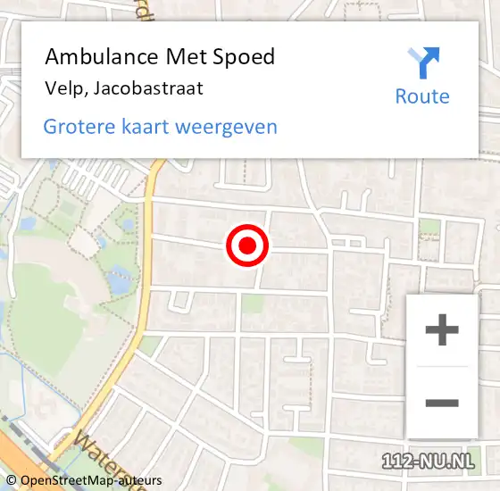 Locatie op kaart van de 112 melding: Ambulance Met Spoed Naar Velp, Jacobastraat op 5 februari 2022 23:47