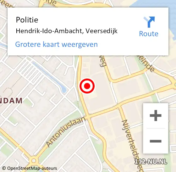 Locatie op kaart van de 112 melding: Politie Hendrik-Ido-Ambacht, Veersedijk op 5 februari 2022 23:53