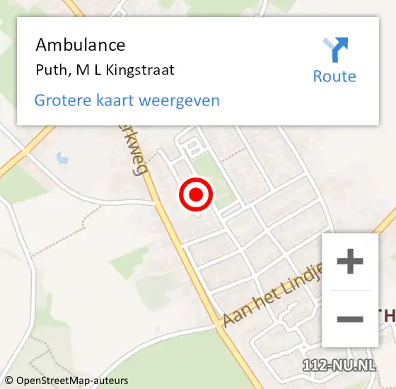 Locatie op kaart van de 112 melding: Ambulance Puth, M L Kingstraat op 7 juli 2014 13:47