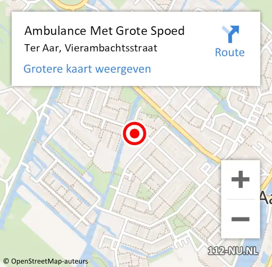 Locatie op kaart van de 112 melding: Ambulance Met Grote Spoed Naar Ter Aar, Vierambachtsstraat op 6 februari 2022 00:09