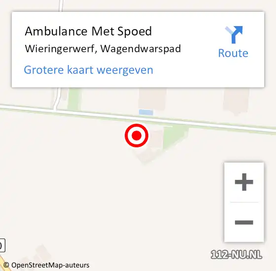 Locatie op kaart van de 112 melding: Ambulance Met Spoed Naar Wieringerwerf, Wagendwarspad op 6 februari 2022 00:44