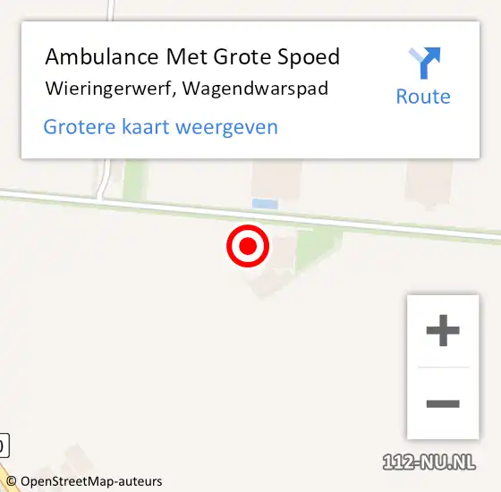 Locatie op kaart van de 112 melding: Ambulance Met Grote Spoed Naar Wieringerwerf, Wagendwarspad op 6 februari 2022 00:46