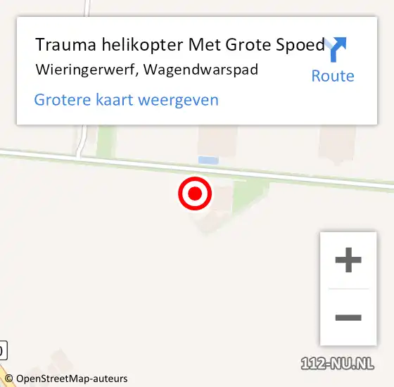 Locatie op kaart van de 112 melding: Trauma helikopter Met Grote Spoed Naar Wieringerwerf, Wagendwarspad op 6 februari 2022 00:46