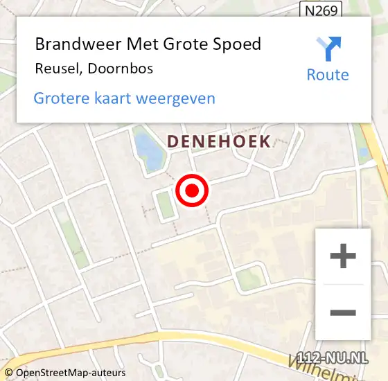 Locatie op kaart van de 112 melding: Brandweer Met Grote Spoed Naar Reusel, Doornbos op 6 februari 2022 00:49