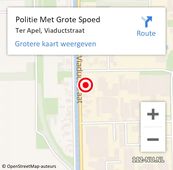 Locatie op kaart van de 112 melding: Politie Met Grote Spoed Naar Ter Apel, Viaductstraat op 6 februari 2022 00:54