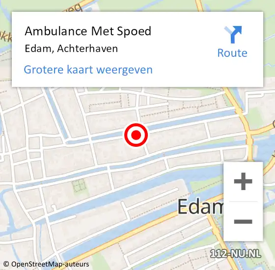 Locatie op kaart van de 112 melding: Ambulance Met Spoed Naar Edam, Achterhaven op 6 februari 2022 01:03