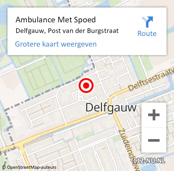 Locatie op kaart van de 112 melding: Ambulance Met Spoed Naar Delfgauw, Post van der Burgstraat op 6 februari 2022 01:11