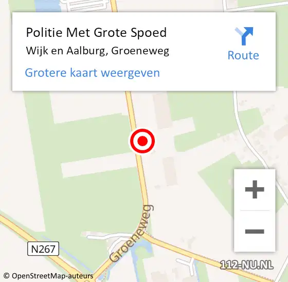 Locatie op kaart van de 112 melding: Politie Met Grote Spoed Naar Wijk en Aalburg, Groeneweg op 6 februari 2022 01:13