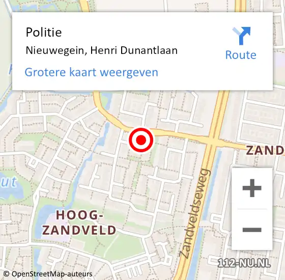 Locatie op kaart van de 112 melding: Politie Nieuwegein, Henri Dunantlaan op 6 februari 2022 01:23