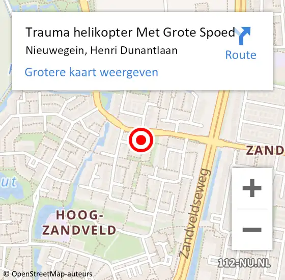 Locatie op kaart van de 112 melding: Trauma helikopter Met Grote Spoed Naar Nieuwegein, Henri Dunantlaan op 6 februari 2022 01:23