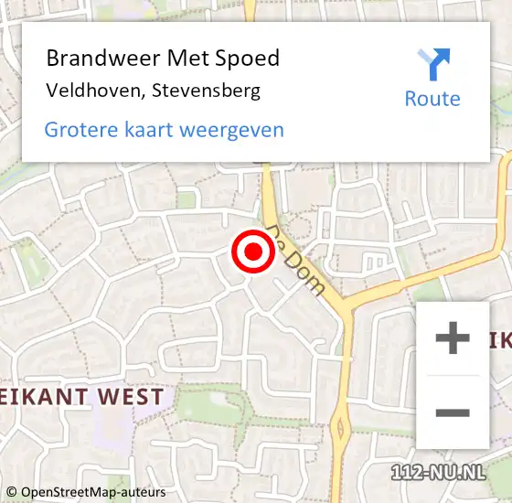 Locatie op kaart van de 112 melding: Brandweer Met Spoed Naar Veldhoven, Stevensberg op 6 februari 2022 01:51