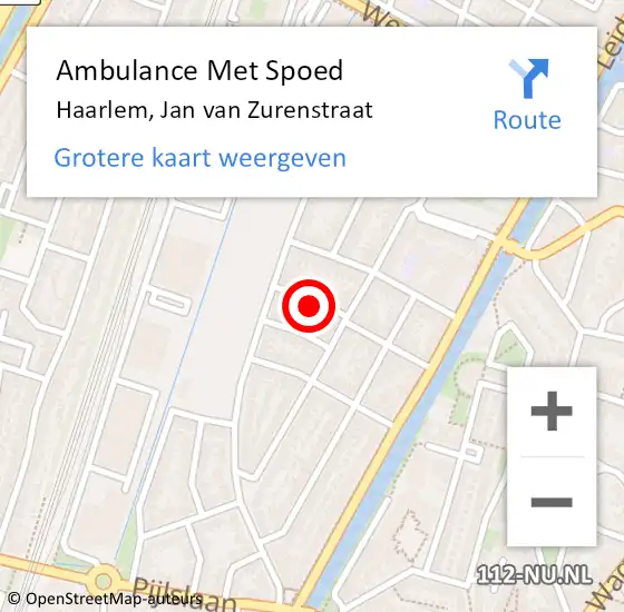 Locatie op kaart van de 112 melding: Ambulance Met Spoed Naar Haarlem, Jan van Zurenstraat op 6 februari 2022 02:55