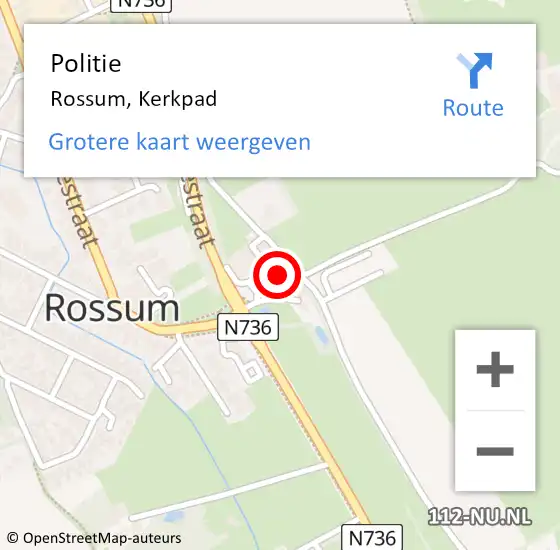 Locatie op kaart van de 112 melding: Politie Rossum, Kerkpad op 6 februari 2022 03:16