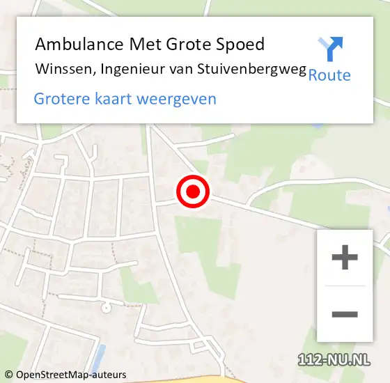 Locatie op kaart van de 112 melding: Ambulance Met Grote Spoed Naar Winssen, Ingenieur van Stuivenbergweg op 6 februari 2022 03:23