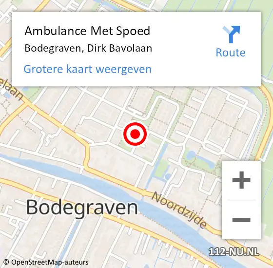 Locatie op kaart van de 112 melding: Ambulance Met Spoed Naar Bodegraven, Dirk Bavolaan op 6 februari 2022 03:24