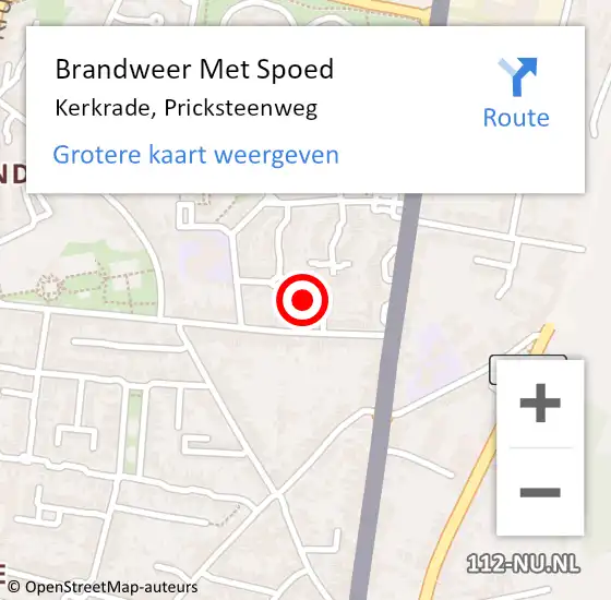 Locatie op kaart van de 112 melding: Brandweer Met Spoed Naar Kerkrade, Pricksteenweg op 6 februari 2022 03:52