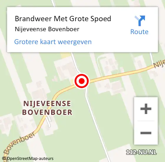 Locatie op kaart van de 112 melding: Brandweer Met Grote Spoed Naar Nijeveense Bovenboer op 7 juli 2014 13:54