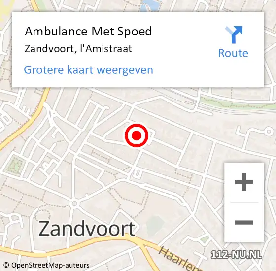 Locatie op kaart van de 112 melding: Ambulance Met Spoed Naar Zandvoort, l'Amistraat op 6 februari 2022 04:30