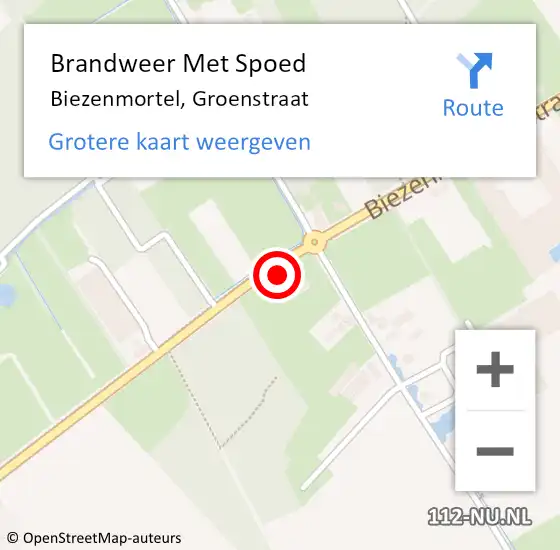 Locatie op kaart van de 112 melding: Brandweer Met Spoed Naar Biezenmortel, Groenstraat op 6 februari 2022 04:51