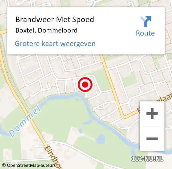 Locatie op kaart van de 112 melding: Brandweer Met Spoed Naar Boxtel, Dommeloord op 6 februari 2022 05:29