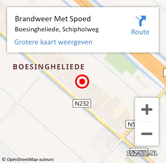 Locatie op kaart van de 112 melding: Brandweer Met Spoed Naar Boesingheliede, Schipholweg op 6 februari 2022 05:52