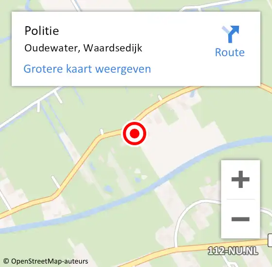 Locatie op kaart van de 112 melding: Politie Oudewater, Waardsedijk op 6 februari 2022 06:55