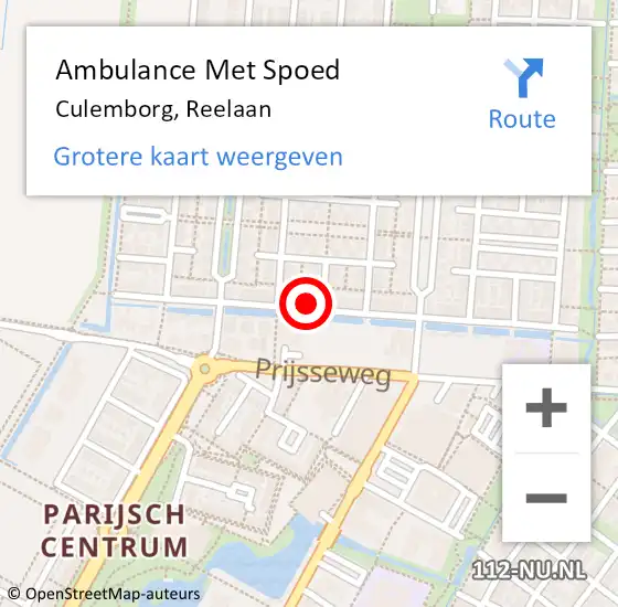 Locatie op kaart van de 112 melding: Ambulance Met Spoed Naar Culemborg, Reelaan op 6 februari 2022 07:03