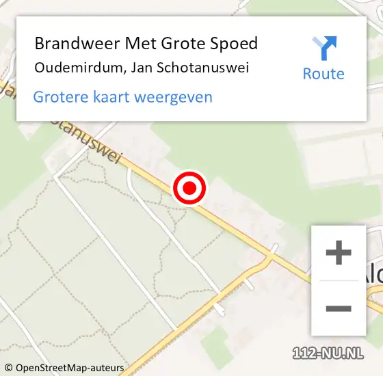 Locatie op kaart van de 112 melding: Brandweer Met Grote Spoed Naar Oudemirdum, Jan Schotanuswei op 6 februari 2022 07:09