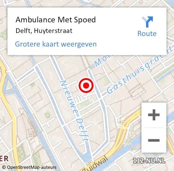 Locatie op kaart van de 112 melding: Ambulance Met Spoed Naar Delft, Huyterstraat op 6 februari 2022 07:16