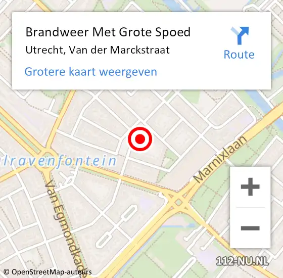 Locatie op kaart van de 112 melding: Brandweer Met Grote Spoed Naar Utrecht, Van der Marckstraat op 6 februari 2022 07:39