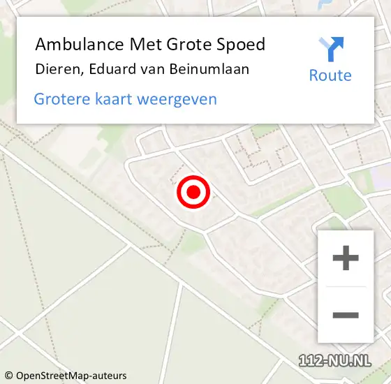 Locatie op kaart van de 112 melding: Ambulance Met Grote Spoed Naar Dieren, Eduard van Beinumlaan op 6 februari 2022 07:43