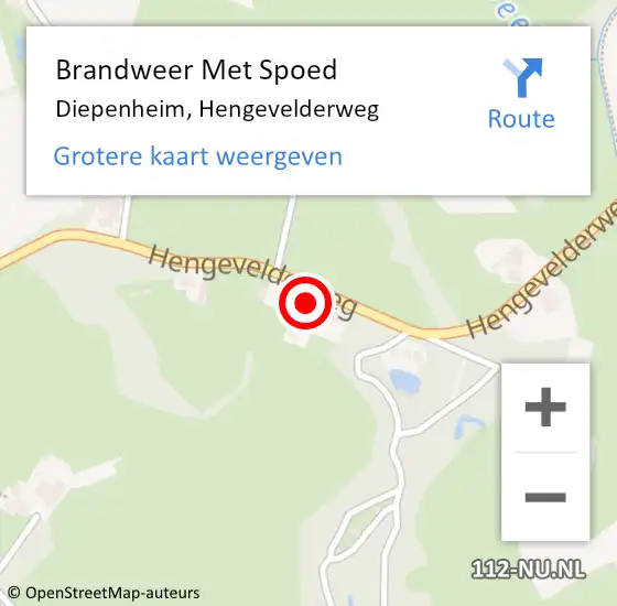 Locatie op kaart van de 112 melding: Brandweer Met Spoed Naar Diepenheim, Hengevelderweg op 6 februari 2022 07:54