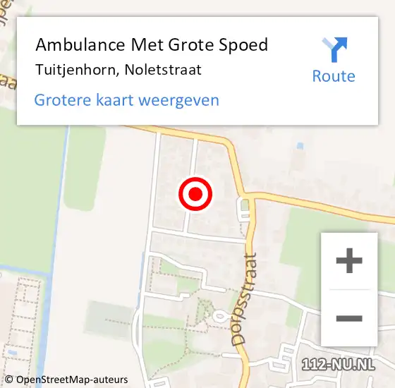 Locatie op kaart van de 112 melding: Ambulance Met Grote Spoed Naar Tuitjenhorn, Noletstraat op 6 februari 2022 08:12