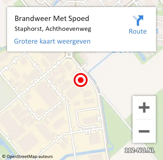 Locatie op kaart van de 112 melding: Brandweer Met Spoed Naar Staphorst, Achthoevenweg op 6 februari 2022 08:31