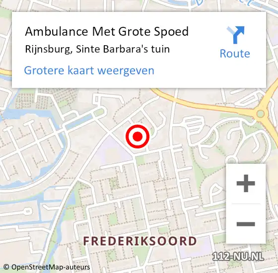 Locatie op kaart van de 112 melding: Ambulance Met Grote Spoed Naar Rijnsburg, Sinte Barbara's tuin op 6 februari 2022 08:41