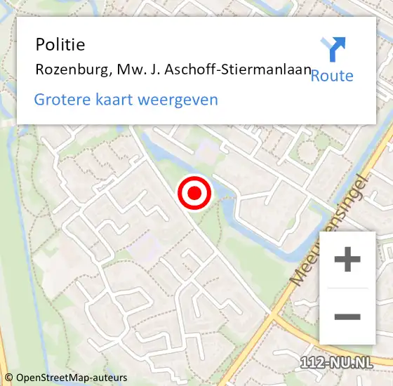 Locatie op kaart van de 112 melding: Politie Rozenburg, Mw. J. Aschoff-Stiermanlaan op 6 februari 2022 09:06