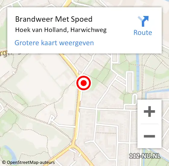 Locatie op kaart van de 112 melding: Brandweer Met Spoed Naar Hoek van Holland, Harwichweg op 6 februari 2022 09:42