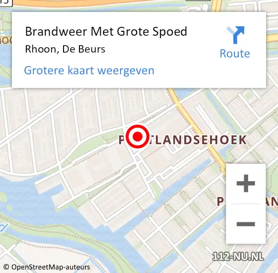 Locatie op kaart van de 112 melding: Brandweer Met Grote Spoed Naar Rhoon, De Beurs op 6 februari 2022 10:06