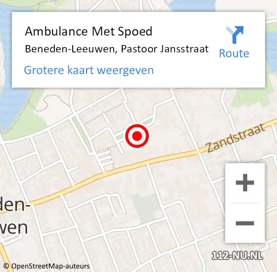 Locatie op kaart van de 112 melding: Ambulance Met Spoed Naar Beneden-Leeuwen, Pastoor Jansstraat op 6 februari 2022 10:10