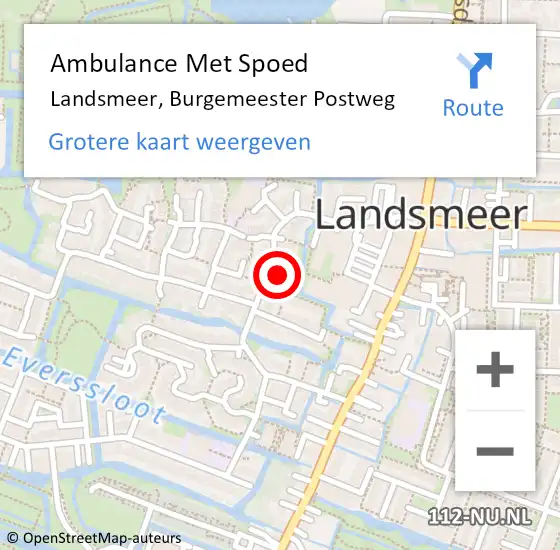 Locatie op kaart van de 112 melding: Ambulance Met Spoed Naar Landsmeer, Burgemeester Postweg op 6 februari 2022 10:11