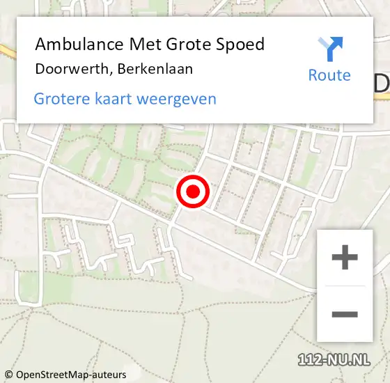 Locatie op kaart van de 112 melding: Ambulance Met Grote Spoed Naar Doorwerth, Berkenlaan op 6 februari 2022 10:18