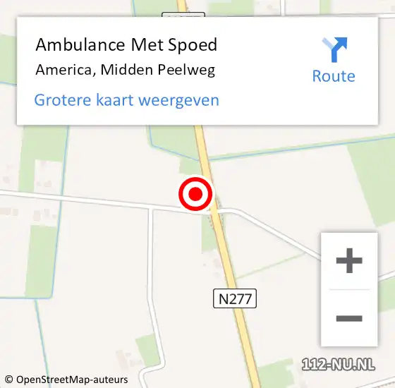 Locatie op kaart van de 112 melding: Ambulance Met Spoed Naar America, Midden Peelweg op 7 juli 2014 14:10