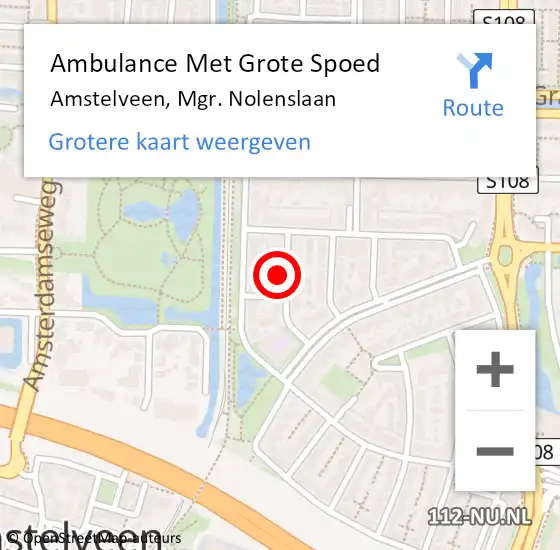 Locatie op kaart van de 112 melding: Ambulance Met Grote Spoed Naar Amstelveen, Mgr. Nolenslaan op 6 februari 2022 11:11