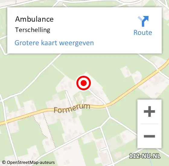 Locatie op kaart van de 112 melding: Ambulance Terschelling op 6 februari 2022 11:31