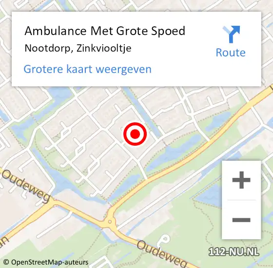 Locatie op kaart van de 112 melding: Ambulance Met Grote Spoed Naar Nootdorp, Zinkviooltje op 6 februari 2022 11:34