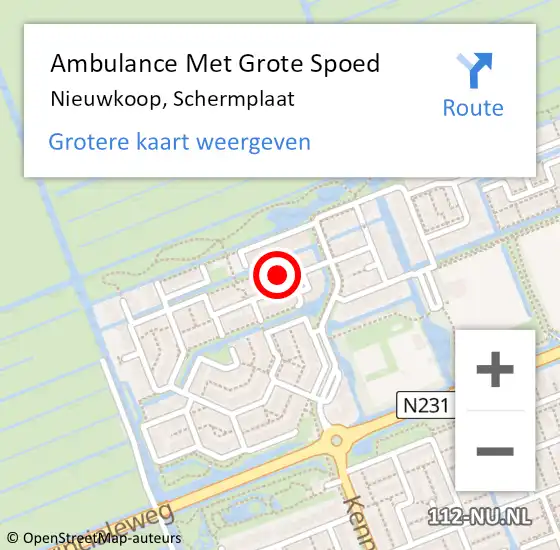 Locatie op kaart van de 112 melding: Ambulance Met Grote Spoed Naar Nieuwkoop, Schermplaat op 6 februari 2022 11:39