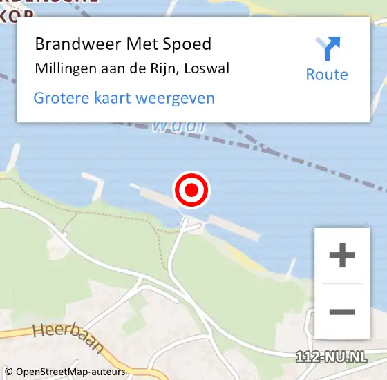 Locatie op kaart van de 112 melding: Brandweer Met Spoed Naar Millingen aan de Rijn, Loswal op 6 februari 2022 11:55