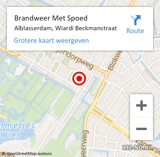 Locatie op kaart van de 112 melding: Brandweer Met Spoed Naar Alblasserdam, Wiardi Beckmanstraat op 6 februari 2022 12:00