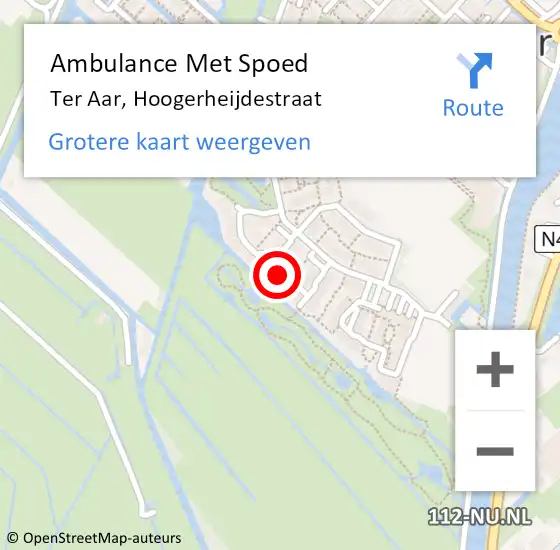 Locatie op kaart van de 112 melding: Ambulance Met Spoed Naar Ter Aar, Hoogerheijdestraat op 6 februari 2022 12:19