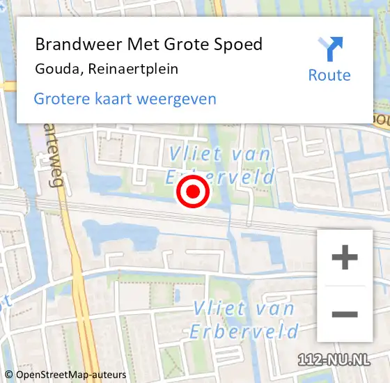 Locatie op kaart van de 112 melding: Brandweer Met Grote Spoed Naar Gouda, Reinaertplein op 6 februari 2022 12:20